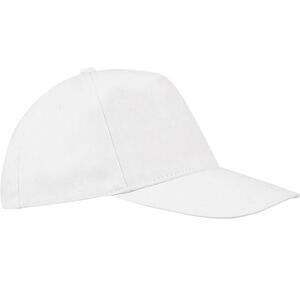 SOLS Unisex Buzz 5 Panel Baseball Cap / White